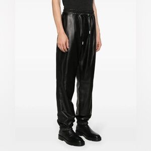 Off-White Virgil Abloh black Leather Pants lambskin 2013 men's 48 nWOT